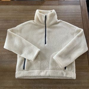 J. Crew White Sherpa 1/4 Zip Pullover
